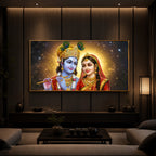 Shri Radha Krishn Modern Luxury Backlight Horizontal Wall Art