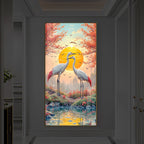 Beautiful Birds Modern Luxury Backlight Vertical Wall Art