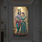 Radhe Krishna Ji Modern Luxury Backlight Vertical Wall Art