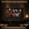 Chhatrapati Shivaji Maharaj with Chhatrapati Sambhaji Modern Luxury Backlight Horizontal Wall Art
