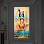 Radhe Krishna Modern Luxury Backlight Vertical Wall Art