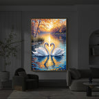Romantic Swan Modern Luxury Backlight Vertical Wall Art