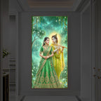 Shri Radhe Krishna Modern Luxury Backlight Vertical Wall Art
