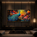 Beautiful Peacock Modern Luxury Backlight Horizontal Wall Art