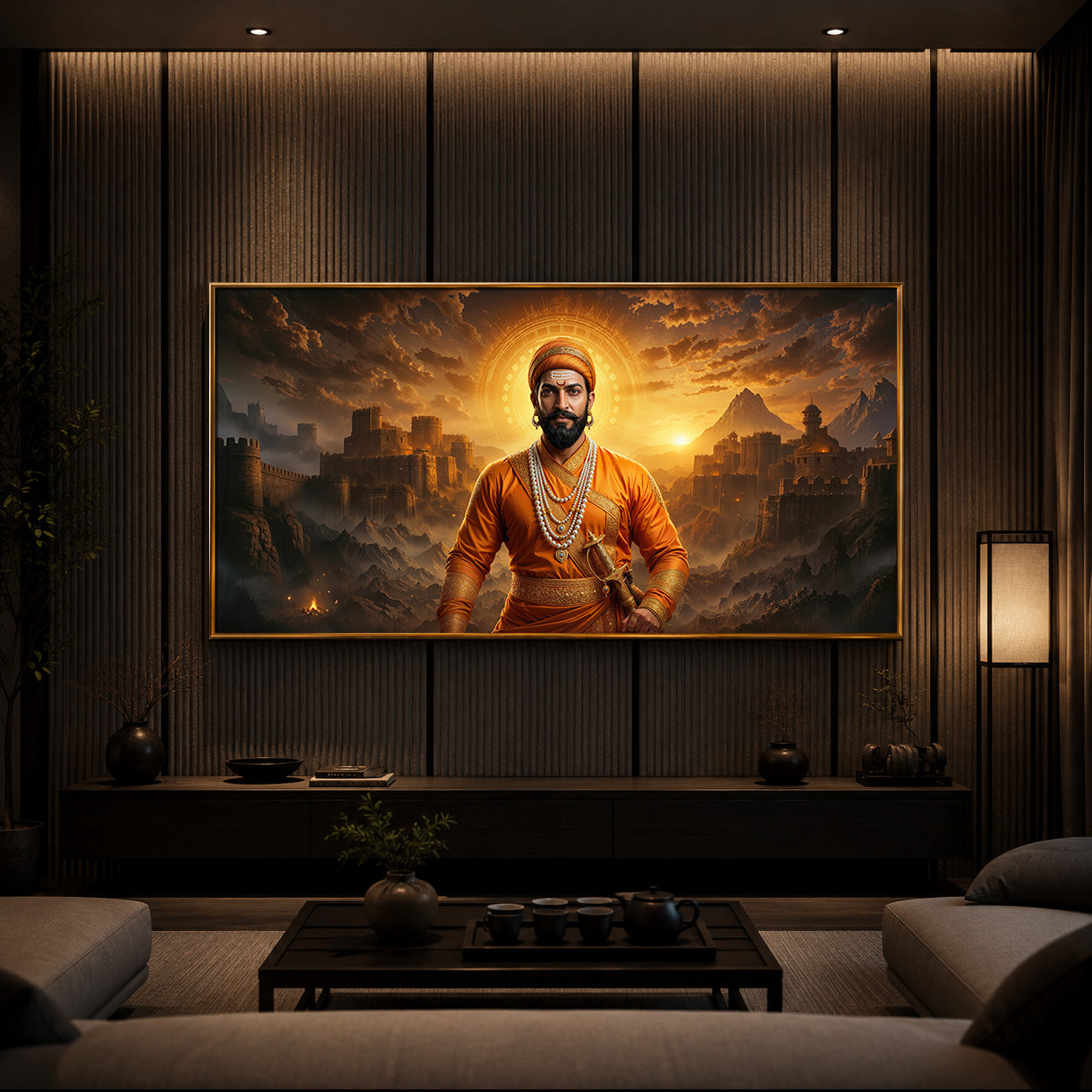 Chhatrapati Shivaji Maharaj Modern Luxury Backlight Horizontal Wall Art