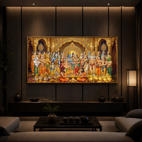 Divine Moment Of Shrinivasam Kalyanam Modern Luxury Backlight Horizontal Wall Art