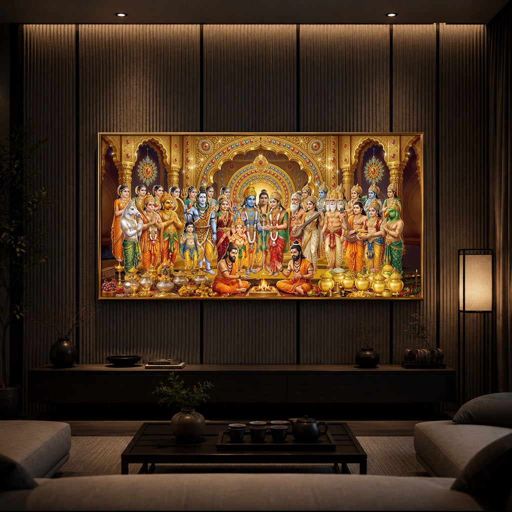 Divine Moment Of Shrinivasam Kalyanam Modern Luxury Backlight Horizontal Wall Art