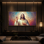 God Jesus Modern Luxury Backlight Horizontal Wall Art