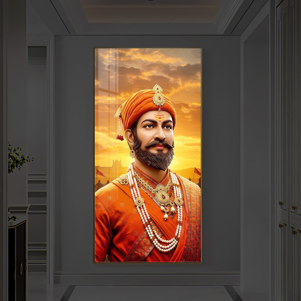 Chhatrapati Shivaji Maharaj Modern Luxury Backlight Vertical Wall Art