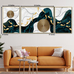 Golden Mystique Framed Canvas Art Paintings - Set of 3