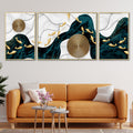 Golden Mystique Framed Canvas Art Paintings - Set of 3