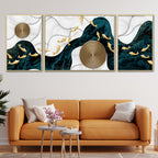 Golden Mystique Framed Canvas Art Paintings - Set of 3