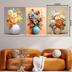 Vase of Vibrance  Canvas Paintings - Set of 3