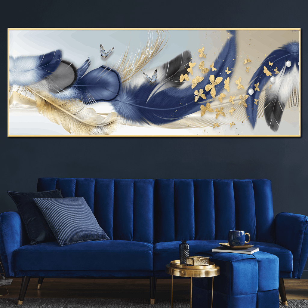 Opulent Feathered Symphony Canvas Painting for Home Wall