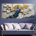 Sunshine Peacock Canvas Print for Home - Set Of 3