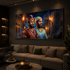 Chhatrapati Shivaji Maharaj with Chhatrapati Sambhaji Modern Luxury Backlight Horizontal Wall Art