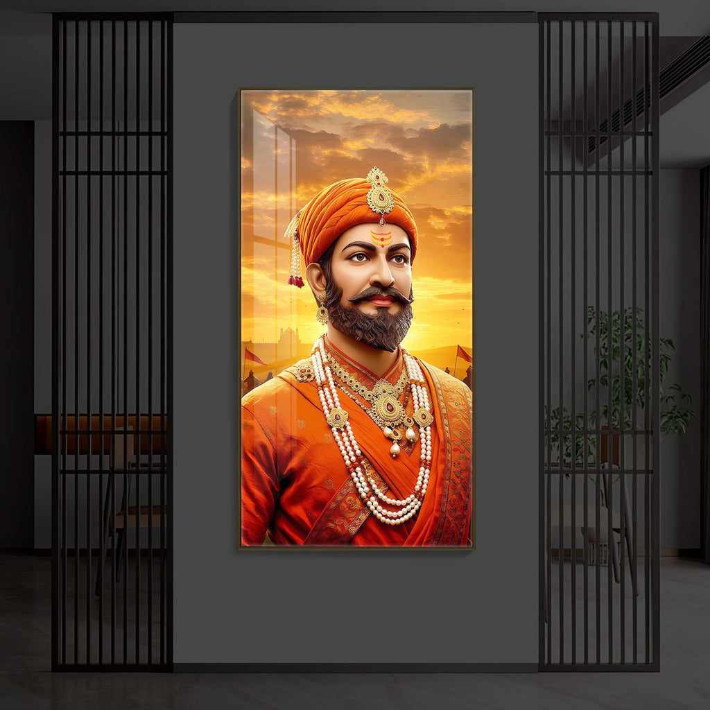 Chhatrapati Shivaji Maharaj Modern Luxury Backlight Vertical Wall Art