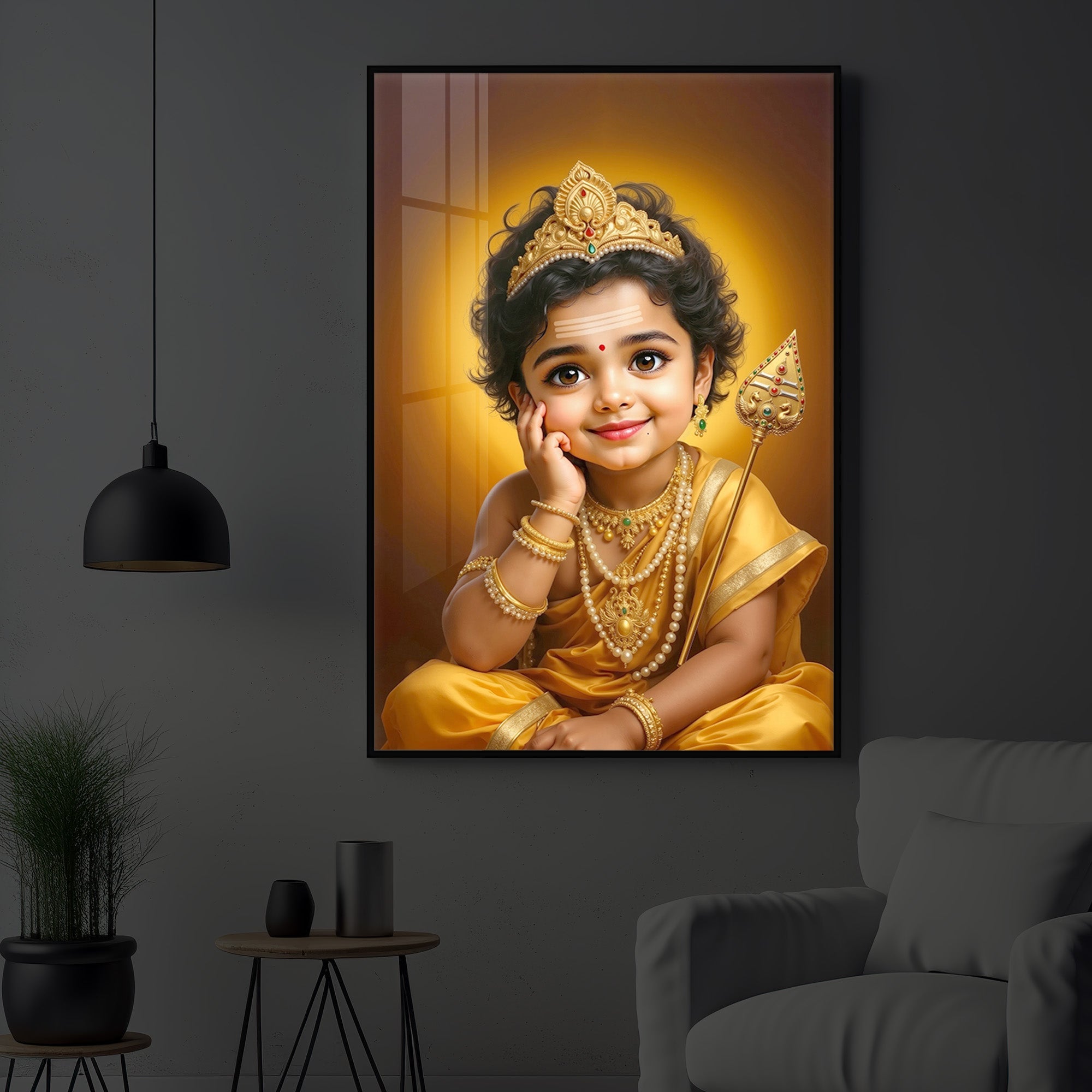 Baby Murugan Modern Luxury Backlight Vertical Wall Art