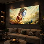 Lord Radha Krishna Modern Luxury Backlight Horizontal Wall Art