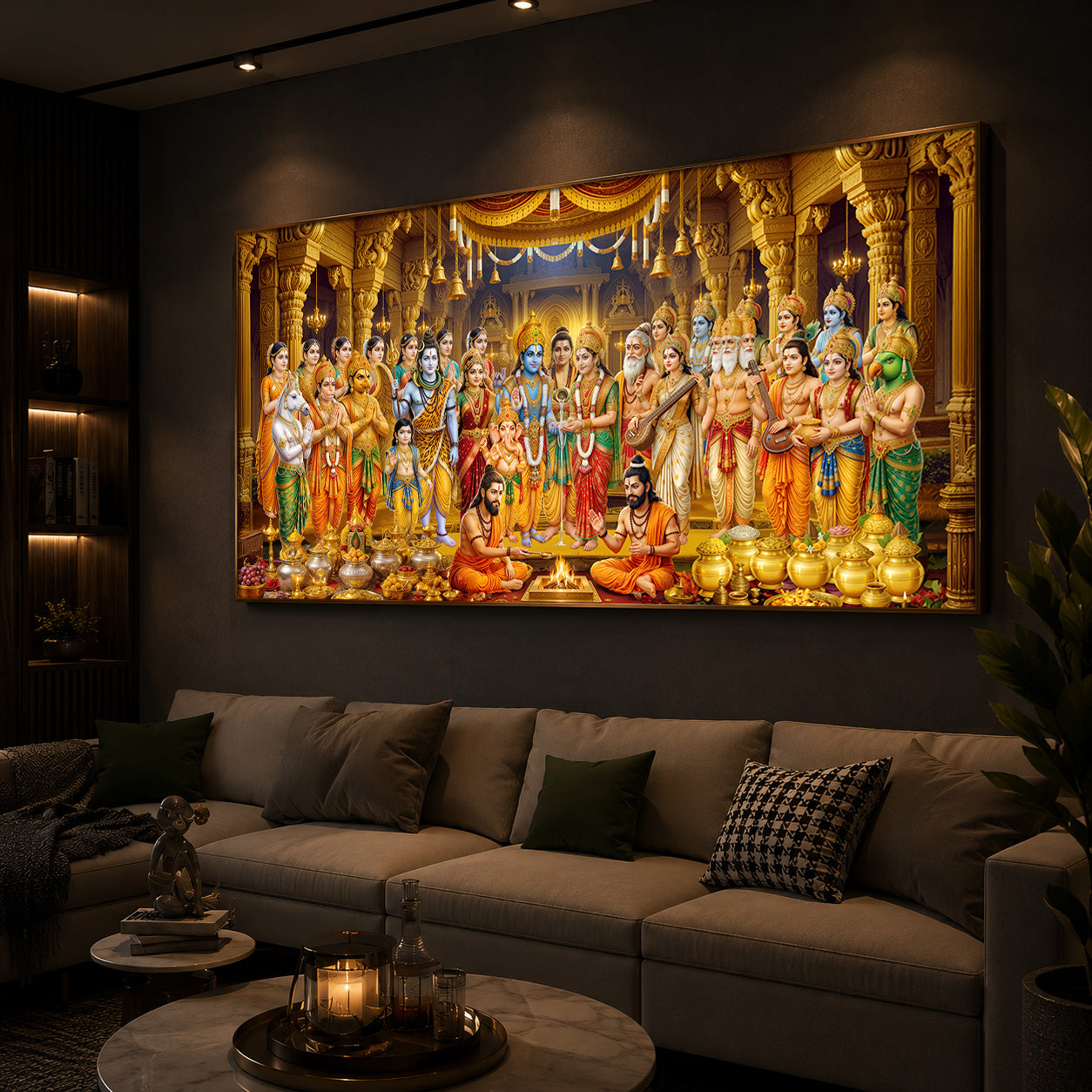 Srinivasa Kalyanam Modern Luxury Backlight Horizontal Wall Art
