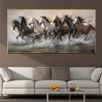 7 Running Horses Wild Canvas Print For Wall Decoration at Home (Medium)