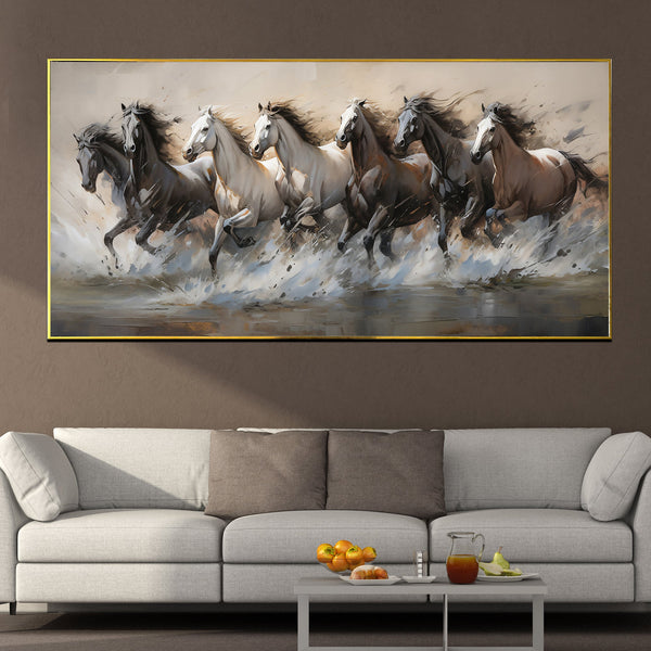 7 Running Horses Wild Canvas Print For Wall Decoration at Home