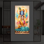 Radhe Krishna Modern Luxury Backlight Vertical Wall Art