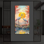 Beautiful Birds Modern Luxury Backlight Vertical Wall Art