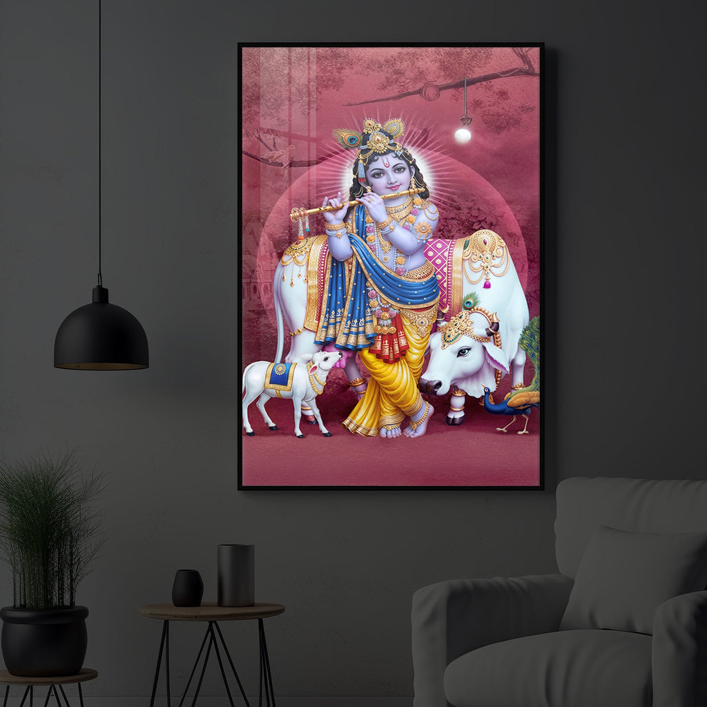 Shree Krishna Ji Modern Luxury Backlight Vertical Wall Art