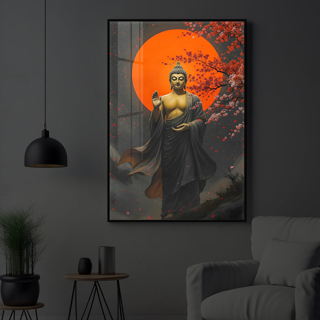 Gautam Buddh Modern Luxury Backlight Vertical Wall Art