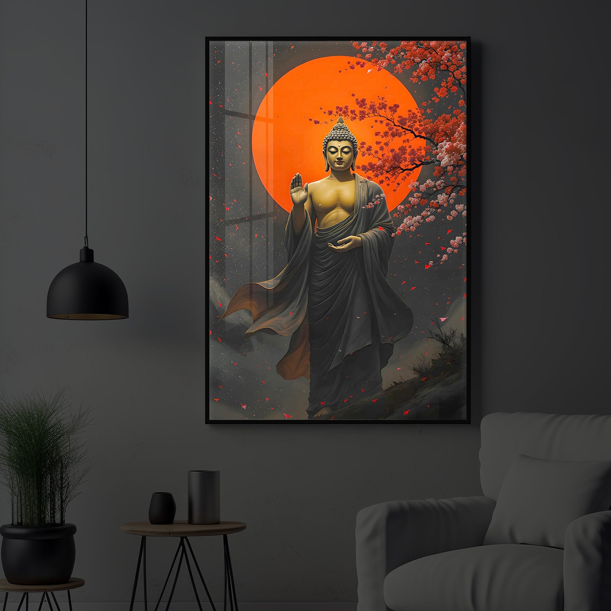 Gautam Buddh Modern Luxury Backlight Vertical Wall Art