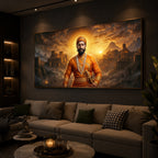 Chhatrapati Shivaji Maharaj Modern Luxury Backlight Horizontal Wall Art