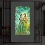 Shri Radhe Krishna Modern Luxury Backlight Vertical Wall Art