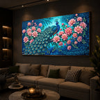 Majestic Peacock Modern Luxury Backlight Horizontal Wall Art