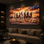 Herd Of Wild Horses Galloping Modern Luxury Backlight Horizontal Wall Art