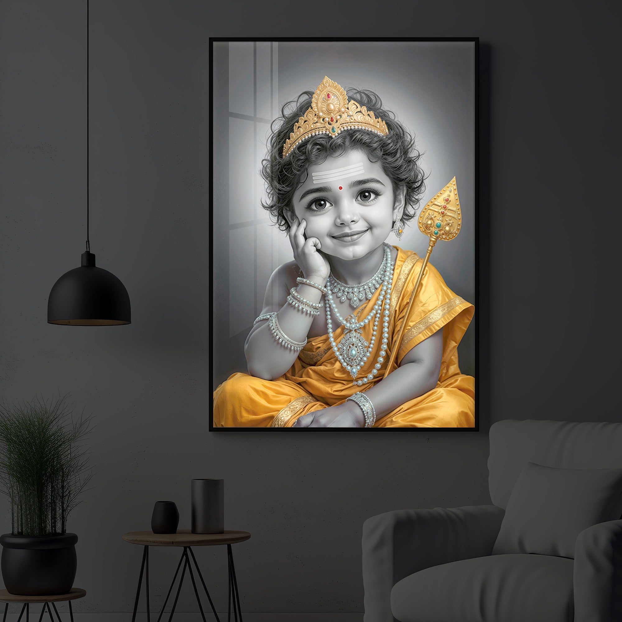 Little Murugan Modern Luxury Backlight Vertical Wall Art