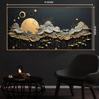 Golden Cloud Reverie Framed Canvas Painting Art