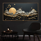 Golden Cloud Reverie Framed Canvas Painting Art