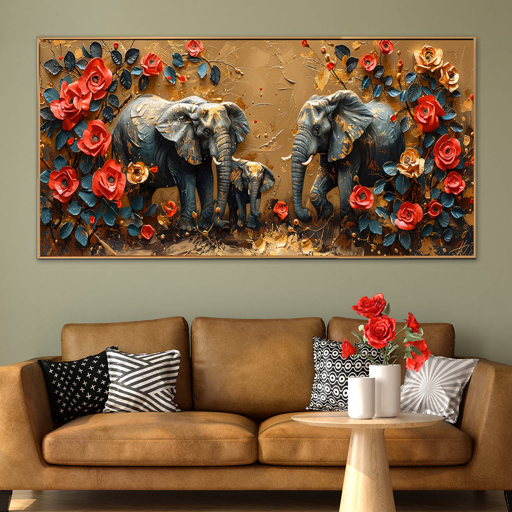 Elephant Garden Canvas Wall Art
