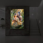 Radha Krishna Ji Modern Luxury Backlight Vertical Wall Art