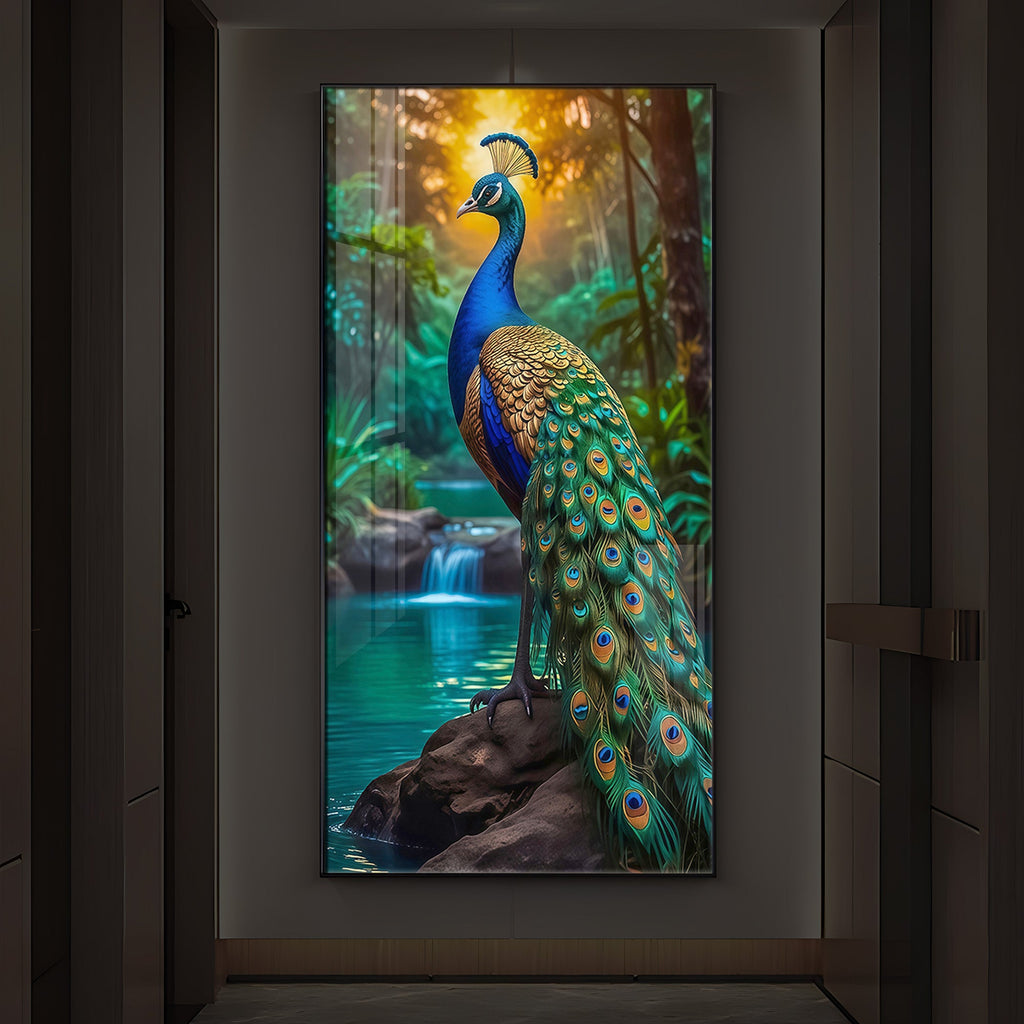 The Peacock Modern Luxury Backlight Vertical Wall Art
