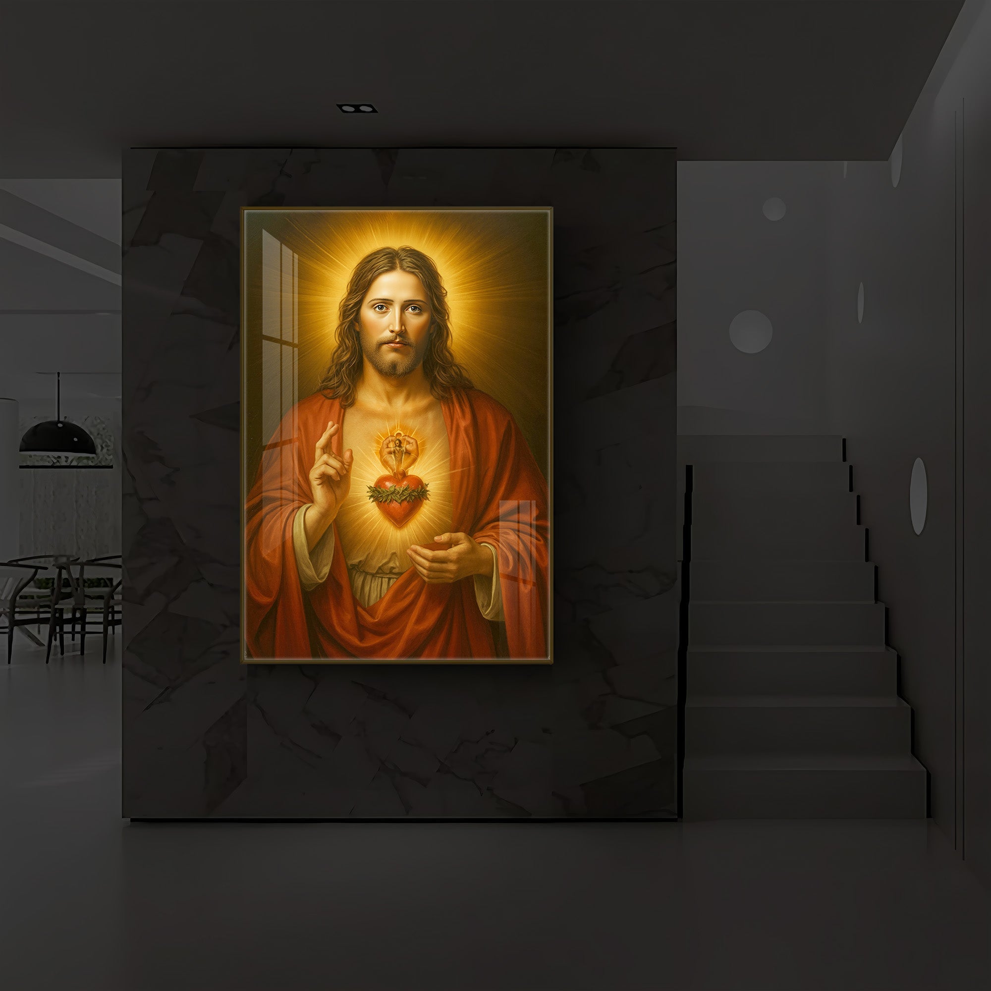 Heart Of Jesus Modern Luxury Backlight Vertical Wall Art