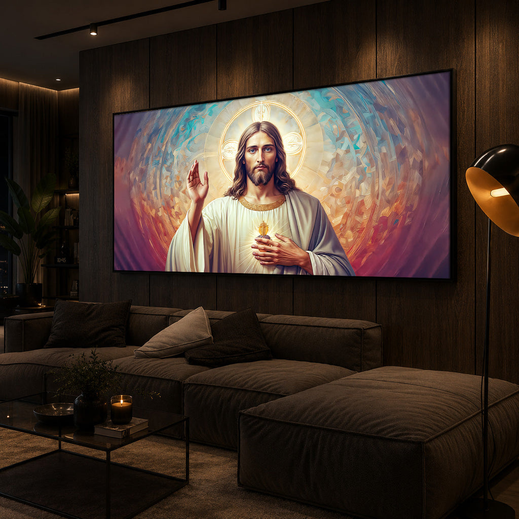 God Jesus Modern Luxury Backlight Horizontal Wall Art