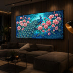 Majestic Peacock Modern Luxury Backlight Horizontal Wall Art