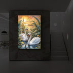 Two Swan Modern Luxury Backlight Vertical Wall Art