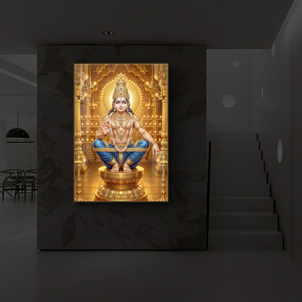 Ayyappan Swamy Modern Luxury Backlight Vertical Wall Art