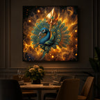 Lord Murugan’s Majestic Peacock Modern Luxury Backlight Square Wall Art