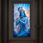 Lord Shri Krishna Modern Luxury Backlight Vertical Wall Art