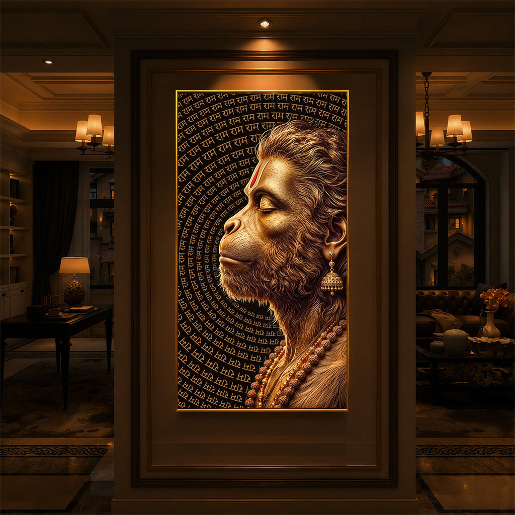 Hanuman Ji Modern Luxury Backlight Vertical Wall Art