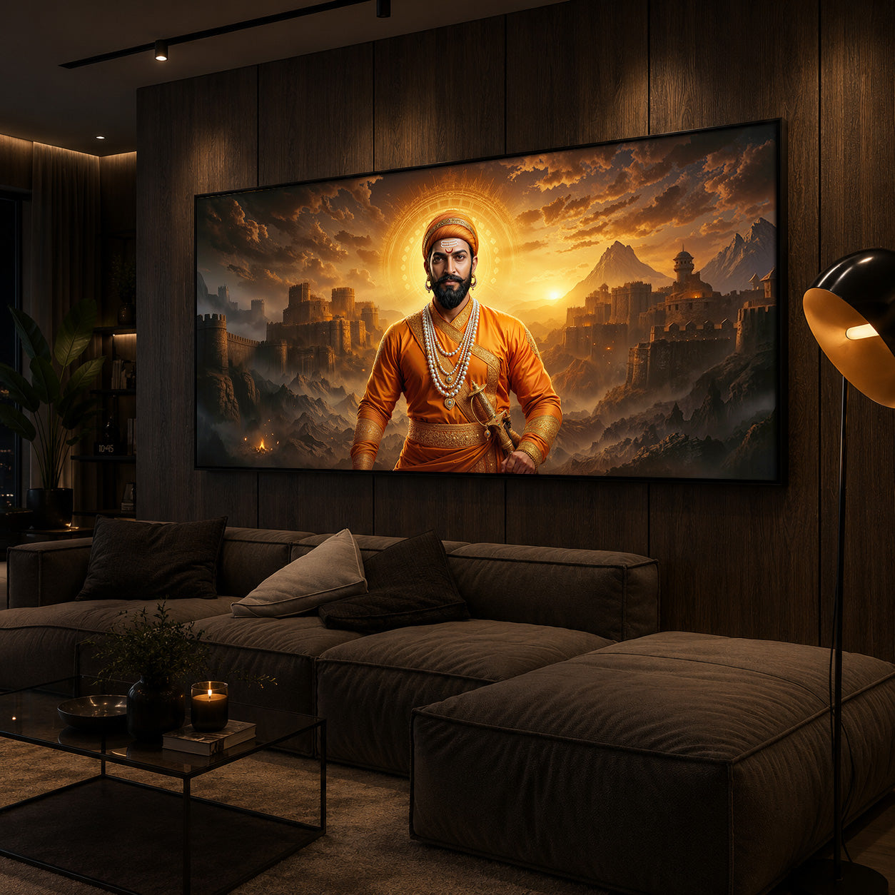 Chhatrapati Shivaji Maharaj Modern Luxury Backlight Horizontal Wall Art